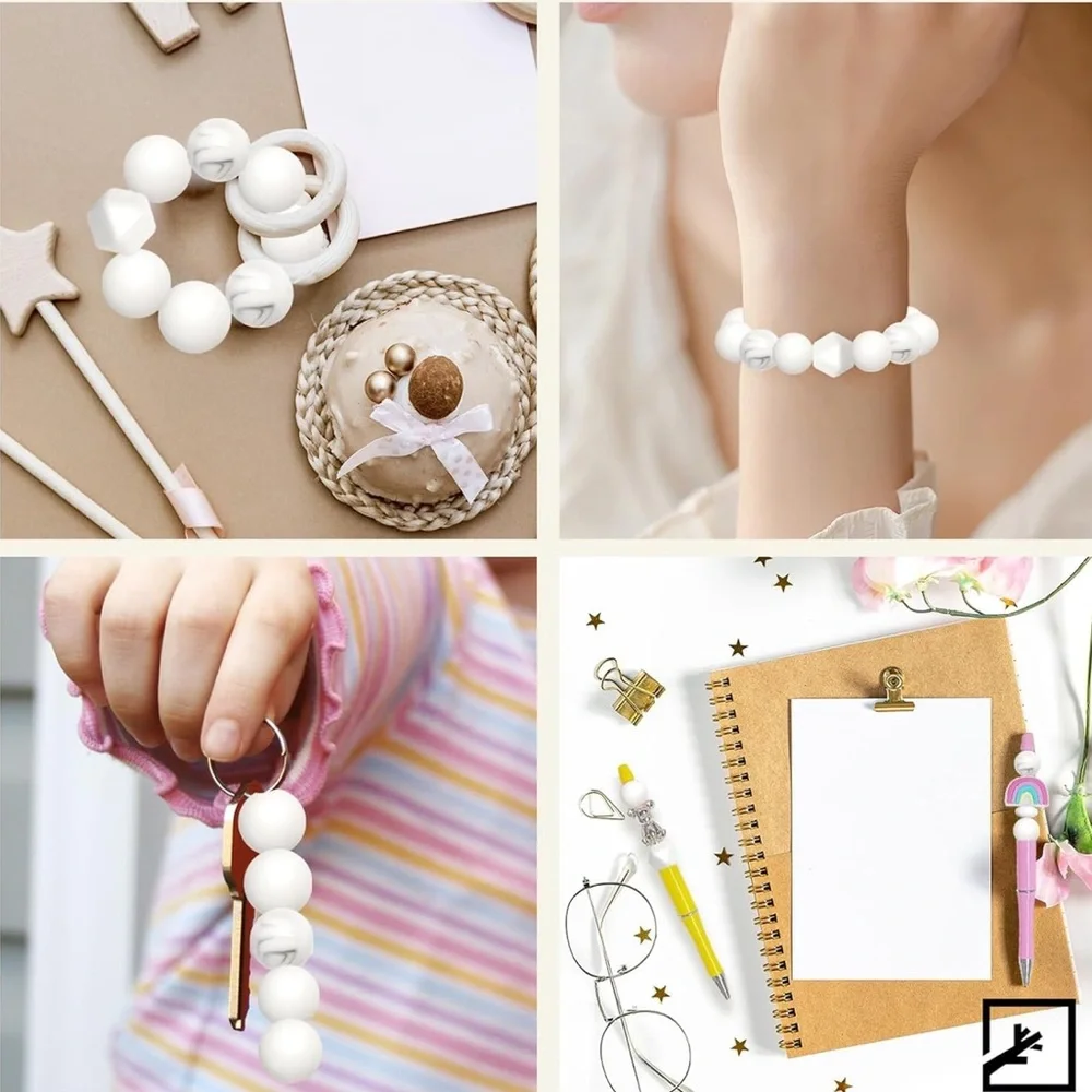 White Marble Bead Bracelet Set